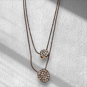 DOUBLE STRAND  PENDENT NECKLACE WITH DIAMONDS